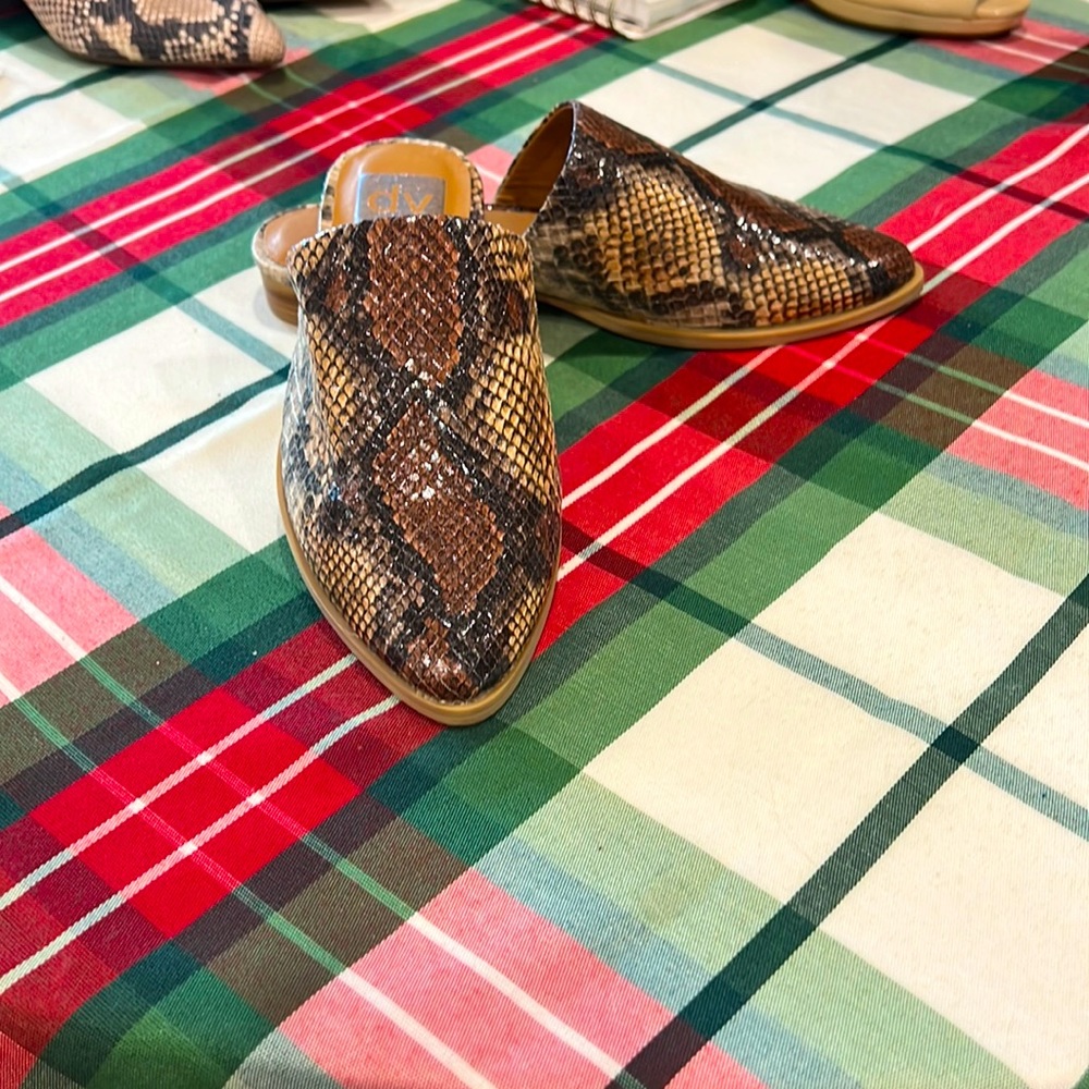 Dolce vita snakeskin flat slides